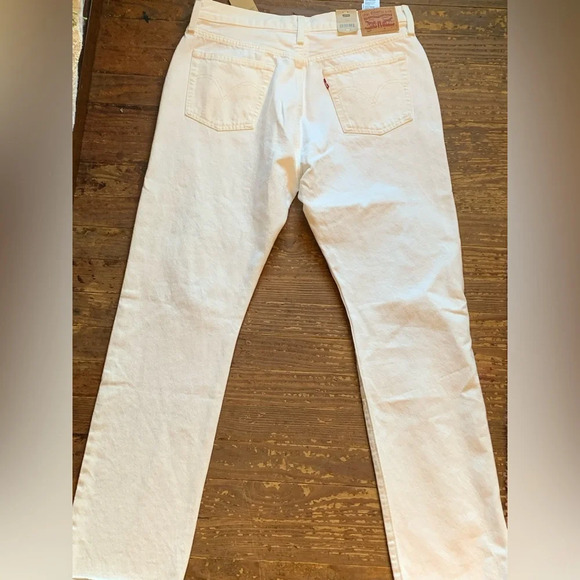 NWT Levi’s 501 Original Fit Straight Leg Jeans Distressed White Denim - Picture 13 of 14